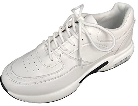 Chaussures de sport décontractées en cuir pour femme avec semelle épaisse assortie 990, blanc, 38 EU