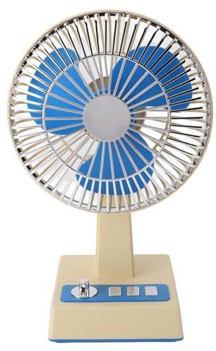 Ventilador de Escritorio Retro, Ventilador de Mesa Vintage con Cabezal Giratorio, Ventilador de Mesa de Escritorio Portátil Tipo C, 3 Velocidades, 3600 Mah, Potente Ventilador de