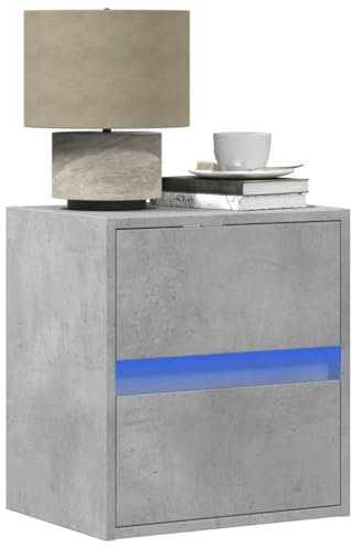 Sufrk Wand-Nachttisch mit LED-Leuchten Nachttisch HäNgend Bedside Table Wandtisch Nachttisch Sideboard HäNgend Betongrau - 3307967