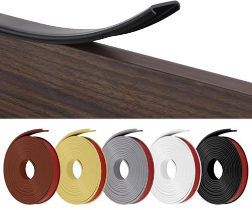 Flintronic Självhäftande möbelkant U-form, 10 m × 20 mm omkrets möbelband flexibelt, skrivbordsskydd kant skyddsremsa för DIY, skåp, plan kanter arbete-svart