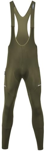 Santic Fahrrad-Trägerhose Herren Thermo Hohe Elastizität Fahrradhose Lang Gepolstert mit Netzseitentasche Braun M