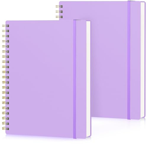 Yarotm Notizbuch Liniert A4-2 PCS Spiralblock Notizblöcke - Lila Notizheft A4 Tagebuch - 100GSM Notizbuch A4 Liniert - 21.2x28cm Spiralbindung Notebook - 55 Blatt/110 Seiten Tagebuch