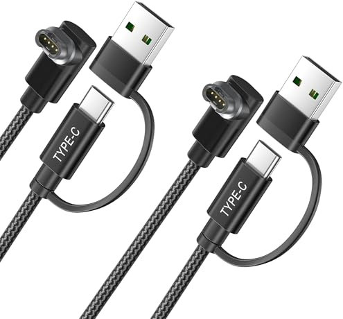 Itramax 2-in-1 Charger Cable for Garmin Watch 1.8M 1Pack,Nylon Charging Cord for Garmin Fenix 8 E 7 7X 7S Solar,Forerunner 965 955 265 255 245 165 55 45,Venu 3 SQ,Instinct,Vivoactive 5,Epix Pro,Swim 2