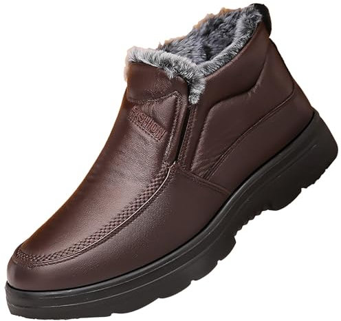 Langlaufski Set Herren Klassisch Mit Bindung Und Schuhe Shoes Middle and Elderly Thickened Non Slip Cotton Shoes Men's Shoes Herren Schuhe Winterstiefel (Coffee, 44)