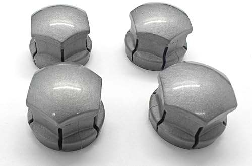 Partsdealers Wheel Nut Covers - Durable Bolt Covers Caps (4, Glossy Alloy Grey, 19mm VOLVO HEX)