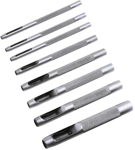 8 Pcs Belt Hole Puncher, Leather Belt Hole Punch Tool for Leather Watch Band Belt Gasket Watch Belt Canvas Gasket and Pvc Mat