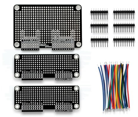 PINGEQUA Prototyping Board Kit – All-Black Breadboard Expansion Set with 1 Large and 2 Small Boards, Includes Matching GPIO Header Pins and Jumper Wires – DIY Hardware Development for Flipper Zero