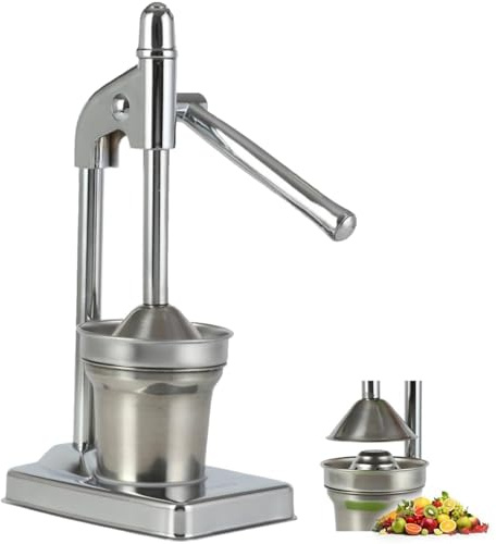 Cast Iron Juicer Hand Press, Manual Juicer Stainless Steel Lemon Squeezer, Heavy Duty Countertop Lime Citrus Crush Machine for Home and Kitchen, Easy to Clean ﻿ (Silvery)