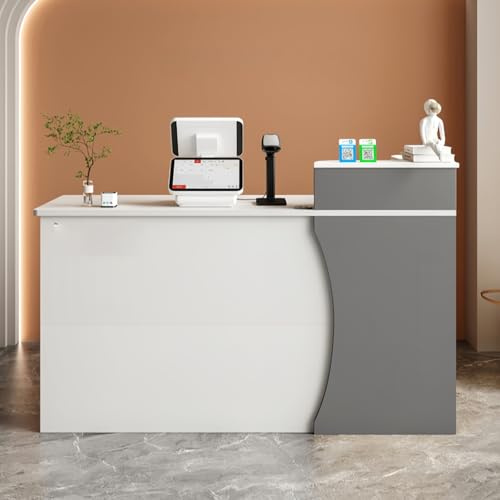 Moderno banco reception con cassetti bloccabili in piedi tavolo reception ufficio check-in con vassoio tastiera ideale per cassiere, atrio, saloni, fiere