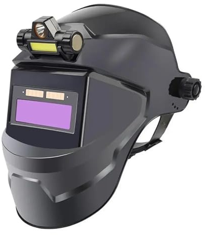 Maschera Saldatura Autoscurante,Casco Saldatura Maschera per Saldatore con Faro Ricaricabile Oscuramento Automatico per Taglio Arco e Molatura Protettiva(A)