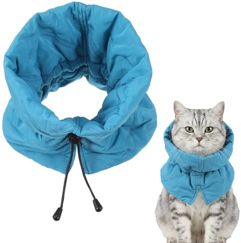 MBAIYO Katzenkragen Leckschutz Katze - Weiche Halskrause für Katzen nach Operationen, Verstellbarer Schutz gegen Lecken & Kratzen, Für Katzen & Kleine Hunde (Himmelblau, M)