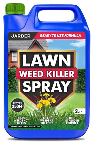 Jarder Lawn Weed Killer Spray 5L - Kills Weeds not Grass - Kills Weeds at the Root - 5L Covers 250m2 - Ready to Use Formula