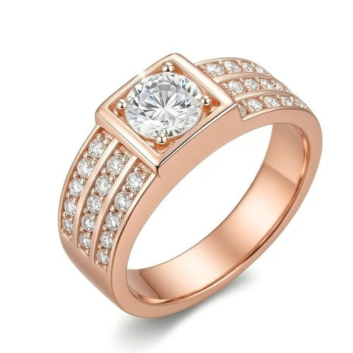 KnSam 9K/14K/18K Weißgold Partnerringe Echt Schmuck, Siegel Eheringe mit Moissanit, Freundschaftsringe Weiß Gold Au 375/585/750, Gr.47-65