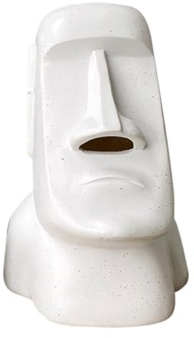 KAILIKETIY Moai im Steinstatuen Weißem Förmige Kosmetiktuchbox aus Kunstharz mit Ziehpapierspenderfunktion Kreativen Nordischen Stil für Schlafzimmer und Küche