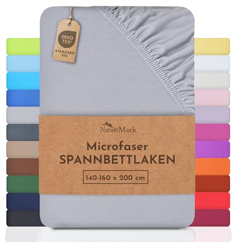 NatureMark - Mikrofaser SPANNBETTLAKEN zum Sparpreis! viele Größen und Farben Markenware (140x200-160x200 cm, Silber grau)
