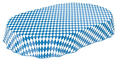 ANRO Wachstuchtischdecke Bayerische Raute Oktoberfest oval 240 x 140 cm | Kante: eingefasst, Material: PVC-Beschichtung, Pflege: abwaschbar, wasserabweisend, Einsatz: Garten, Biergarten, Camping