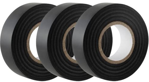 GTSE - Isolierband Schwarz - 19 mm x 20 m - strapazierfähiges, selbstklebendes Isolierband - zum Schutz, Bündeln und Reparieren von Kabeln - 3 Rollen