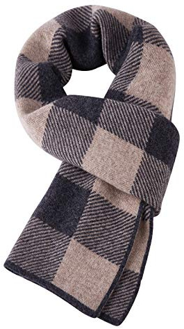WANYING Herren Kaschmir Schal (65% Wolle+35% Kaschmir) Wolleschal Strickschal Herrenschal Extra Warm Weich für Winter Herbst - Gestreift Kariert