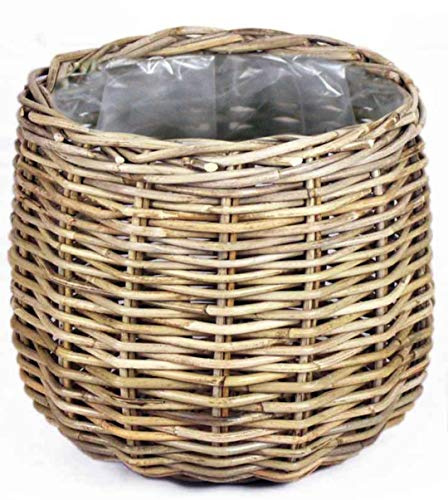 Rattan-Korb, rund grau - Innentopf