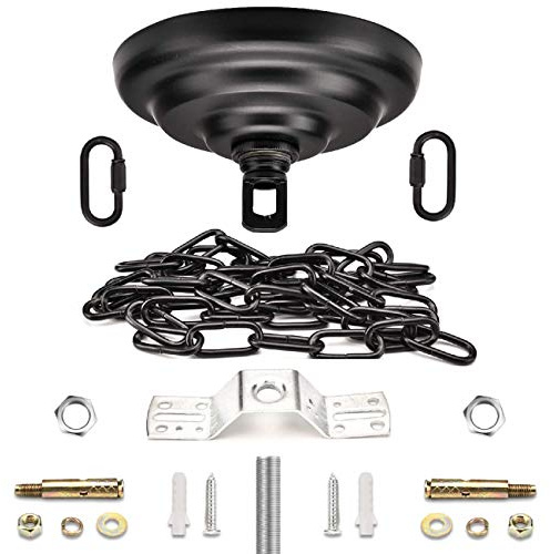 ROJOSER Heavy Duty Canopy Kit and 3.2 feet Pendant Light Fixture Chain for Chandelier or Swag Light Fixtures,Vintage Black