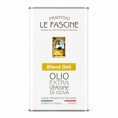 Le Fascine Delicato - Aceite de oliva virgen extra Pugliese DELICADO 100% italiano extraído en frío 100% producido a partir de aceitunas provenzales Ogliarola y Leccino (lata de 5 litros)