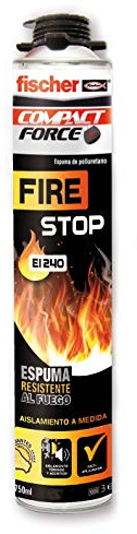 fischer - Espuma poliuretano antiincendios pistola para sellar juntas, aislamiento acústico y térmico, Fire stop bote 750 ml