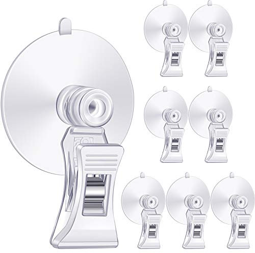 Jetec 8 Pieces Fish Seaweed Clip Plant Suction Cup with Clip Feed Holder for Aquarium Fish Tank Accessories