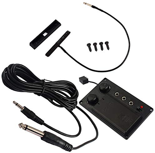 Alnicov Violín eléctrico negro Silent EQ Pickup Piezo con orificio de enchufe Cable Violín Traje Piezas de instrumentos de cuerda