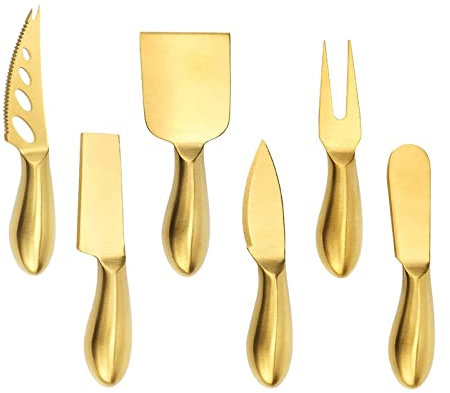 Sharplace Professionelles Käsewerkzeug-Set, Käseschneider, Kuchenspatel, Backwerkzeuge für -Hochzeitsfeier, 6 STÜCKE Golden
