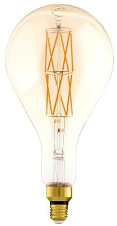 EGLO E27 LED Lampe dimmbar, extra-große Amber Vintage Glühbirne Big Size | Retro-Leuchtmittel in Tropfenform, 8 Watt (entspricht 60 Watt), 806 Lumen, warmweiß, 2100k, PS160, Ø 16 cm