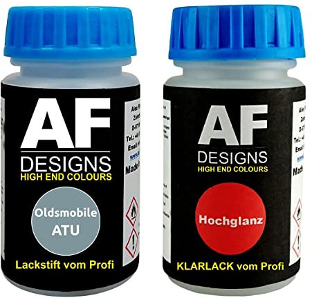 Alex Flittner Designs Lackstift für Oldsmobile ATU Iceberg Perl + Klarlack je 50ml Autolack Basislack Set