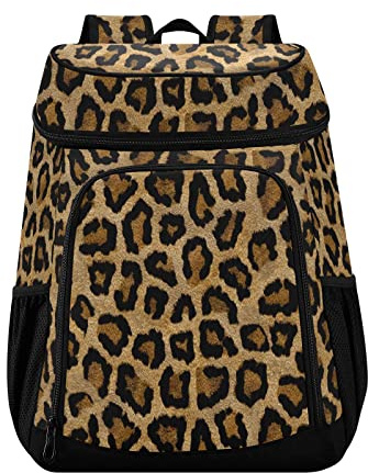Afrikanisches Tier Braun Leopard Textur Kühlrucksack Damen Herren Picknick Kühltaschen Isolierte Große Kapazität Lunch-Taschen für Arbeit Angeln Wandern Camping Park Strand