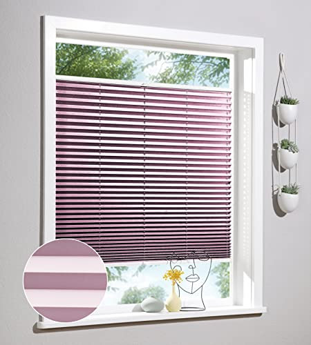 Deco Home | Plissee nach Maß, Personalisierbare Plissees mit & ohne Bohren, Sichtschutz Fenster, Faltrollos | Rosa