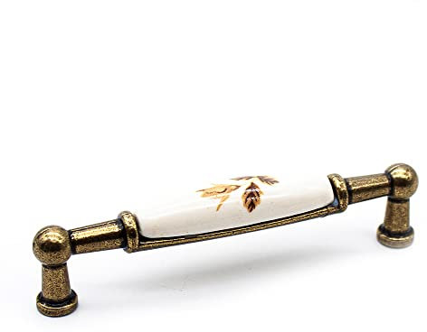 DOJA Barcelona | Möbelgriffe Vintage | 4 Antik Griffe Möbel - Herbstrosa Motiv | 106 * 26 * 19mm | Zink-Alum und Porzellan Möbelknöpfe | Griffe für Küchenschränke, Schrankgriffe Vintage