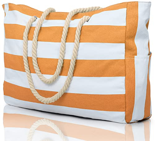 Becokan Beach Bags for Women - Large Waterproof Beach Tote with Zipper - Sandproof Swim Pool Bag
