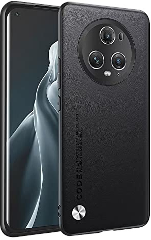 HONLEN Hülle für Honor Magic5 Pro 5G (6.81 Inches) Business Telefonhülle aus Leder mit Rückseite, Schwarz