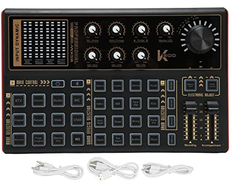K300 Mixer Sound Mixer Board, Zweikanal-Mikrofon-Voice-Changer-Unterstützung für IOS, Android-System, 16 Soundeffekte, 12 Elektrische Sounds