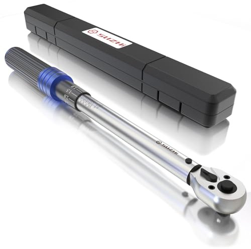 SuZhi 3/8 Inch Drive Torque Wrench 10-100ft.lb/13.6-135.6Nm, 72 Teeth, Longer 18.3'' Alloy Aluminum & Cr-Mo Material for Car Wheel nut (usually 88 ft lb) & Motorcycle, Spark Plug, Oil change
