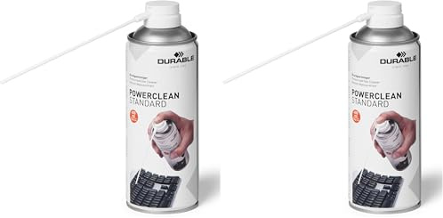 Durable POWERCLEAN Strong HFC-Free Compressed Air Duster, Electronics Safe PC and Keyboard Canned Air Cleaner, Condensed Spray Can, 400ml (Pack of 2)