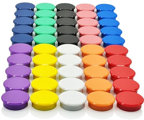 PYJLBX Fridge Magnets, 50 Pack Strong Refrigerator Magnets, Colorful Cute Mini Round Magnets for Whiteboard, 10 Colors Heavy Duty Small Magnet for Fridge Office Locker Crafts Classroom Dry Erase Board