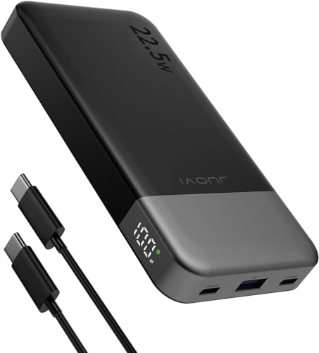 JUOVI Power Bank 10000mAh 22.5W Schnellladung Kleines tragbares Ladegerät PD 3.0 QC 4.0 Slim Lightweight Phone Charger Dual Output Kompatibel mit iPhone 16 15 14 Samsung