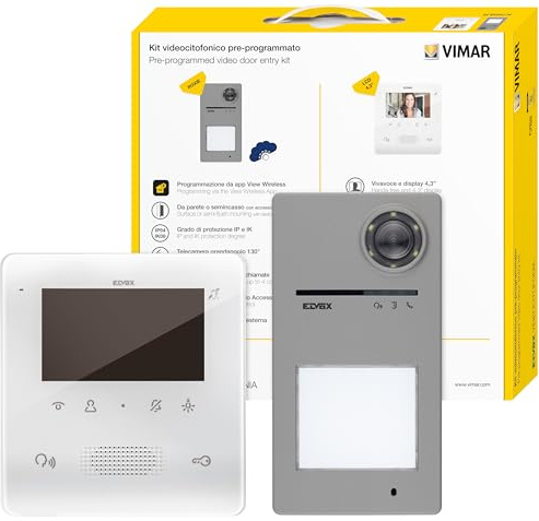 Elvox K7559.R Kit videocitofonico Due Fili Plus espandibile a colori: 1 Videocitofono Vivavoce 7559, 1 Targa Roxie 40170 e Lettore Controllo Accessi, 5 Chiavette RFID Mifare