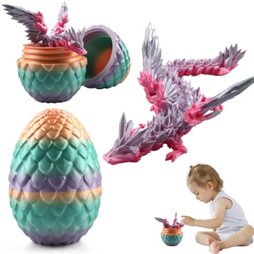 3D Gedrucktes Drachenei mit Drache, Geheimnisvolles Drachenei Spielzeug, Kristall Drache Im Ei Drachen Figuren, Realistische Geheimnisvolle Drachen Spielzeug,Ewegliche Gelenke Drache mit Ei (bonbon)