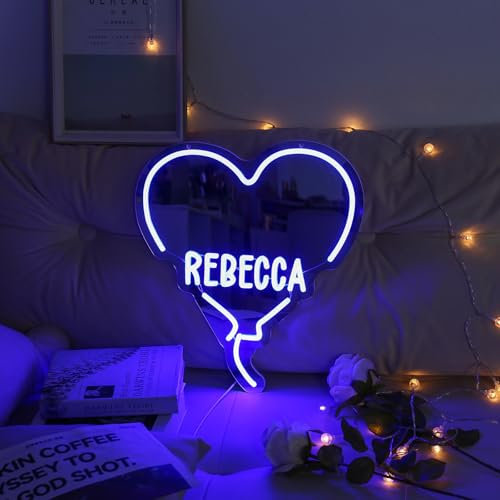 lorajewel Personalisierte Neon Schild mit Name Herz Leuchtschilder für Wanddekoration LED Neon Dekoration Hochzeit Geburtstag Bar Party Restaurant Weihnachten (Blau)
