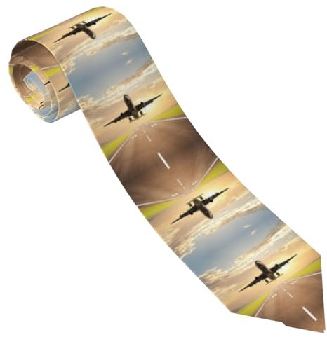 ESNAIUVCD Herren-Krawatte mit Flugzeugdruck, bedruckte Krawatte, formelle Party, Hochzeit, Geschenk, Krawatten für Männer, Schwarz , Einheitsgröße