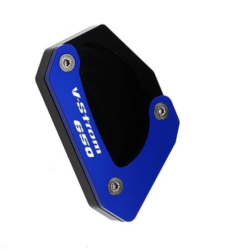 LMNMY Parkständer CNC-Aluminium-Ständerfuß-Seitenständer-Verlängerungspolster-Stützplatte Vergrößert Den Motorradständer Für Suzuki VSTROM 650/XT DL650 2012-2020(Blu)