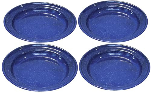 Enamelware for Camping and Backpacking - Camping Cookware Gear Essentials for Outdoor/Indoor Use and Backpacking Adventures (Made by Caddis Sports) (10 Inch Plate (4 Pack))
