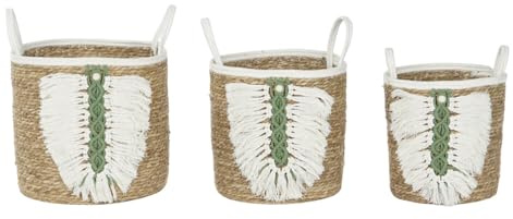 CESTA SET 3 FIBRA ALGODON 39X39X47 HOJA MACRAME