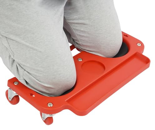 SuhoFutus Genouillères roulantes, genouillères avec 5 roulettes et plateau à outils avec coussin éponge, rouleau à genoux Charge maximale 100 kg, genouillères mobiles pour le travail chantier, 51 x 14