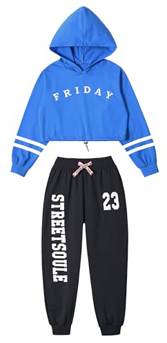 LOLANTA Hip Hop Dance Kleidung Kinder, Mädchen Hoodie Kapuzenpulli Sweatshirt Hose, Trainingsanzug